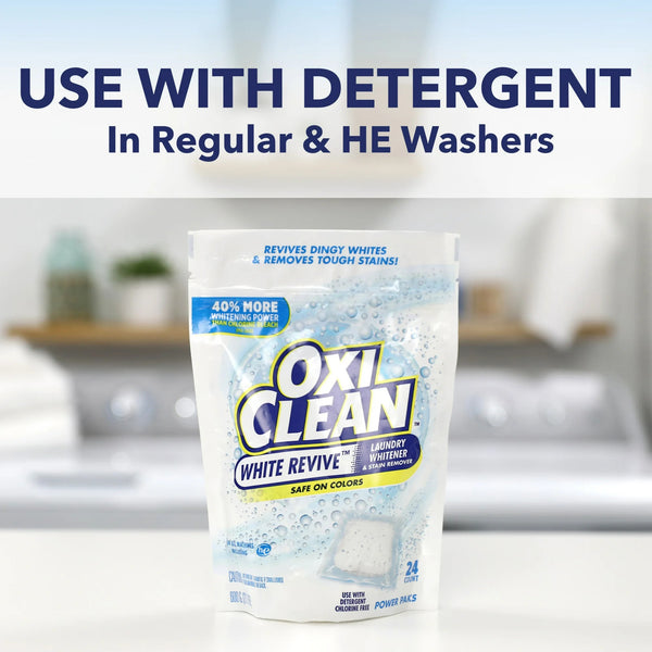 White Revive Laundry Whitener and Laundry Stain Remover Power Paks- 1 pack - 24 ct per pack - plus 3 My Outlet Mall Resealable Storage Pouches