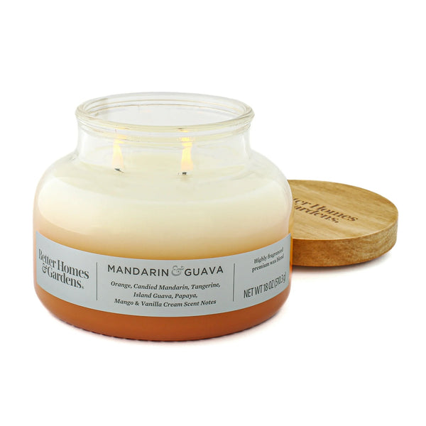 Mandarin Guava Scented 2-Wick Ombre Bell Jar Candle - 1 pack - 18 oz per pack - plus 3 My Outlet Mall Resealable Storage Pouches