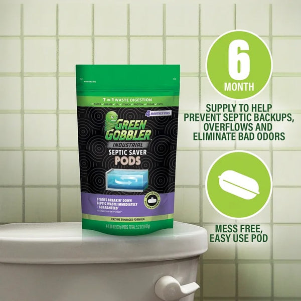 Industrial Strength Septic Tank Treatment Pods - 1 pack - 4 count per pack - plus 3 My Outlet Mall Resealable Storage Pouches