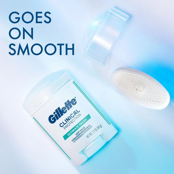 Antiperspirant Deodorant for Men, Clinical Soft Solid, Ultimate Fresh, 72 Hr. Sweat Protection - 1 pack - 2.6 oz per pack - plus 3 My Outlet Mall Resealable Storage Pouches