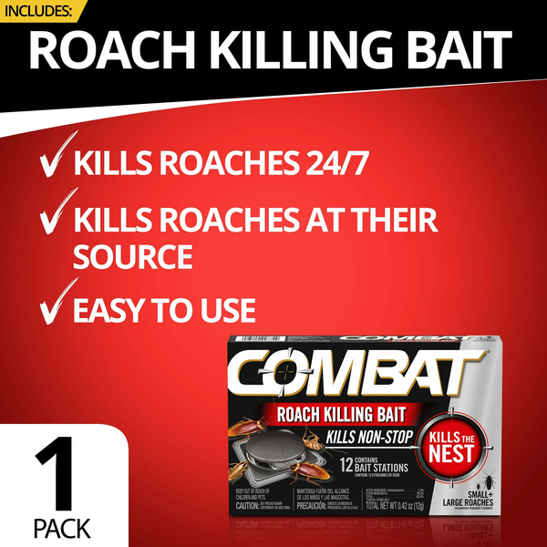 Roach Killing Bait Stations for Small and Large Roaches -  1 pack - 12 count per pack plus 3 My Outlet Mall Resealable Storage Pouches