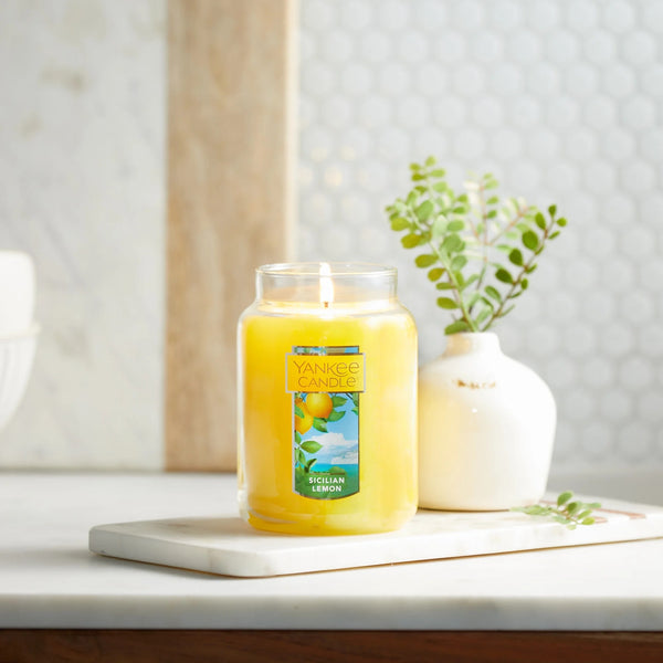 Candle Sicilian Lemon Original Large Scented Jar Candle - 3 packs - 22 oz per pack - plus 3 My Outlet Mall Resealable Storage Pouches