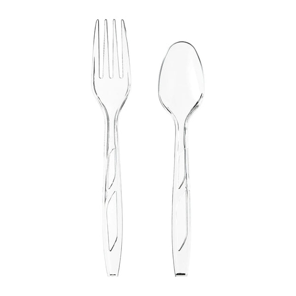 Plastic Everyday Clear Fork and Spoon Combo - 1 pack - 120 Count per pack - plus 3 My Outlet Mall Resealable Storage Pouches