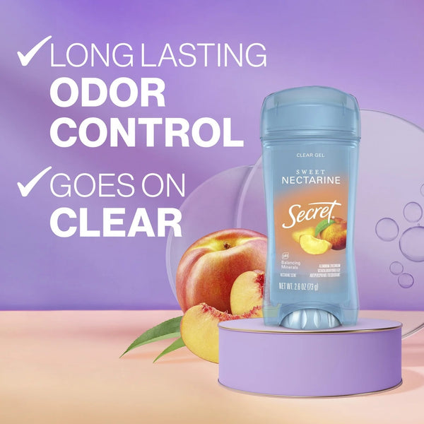 Fresh Clear Gel Antiperspirant Deodorant, Sweet Nectarine - 1 pack - 2.6 oz per pack - plus 3 My Outlet Mall Resealable Storage Pouches