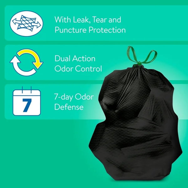 Strong Flex Tall Kitchen Drawstring Bags, Mint Scent, 13 Gallon - 1 pack - 40 Count per pack - plus 3 My Outlet Mall Resealable Storage Pouches
