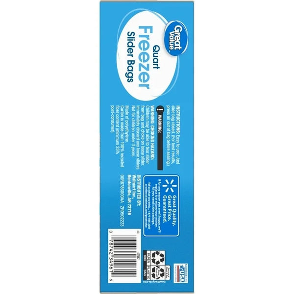 Freezer Guard Slider Zipper Bags, Quart Freezer - 3 packs - 50 Count per pack - plus 3 My Outlet Mall Resealable Storage Pouches