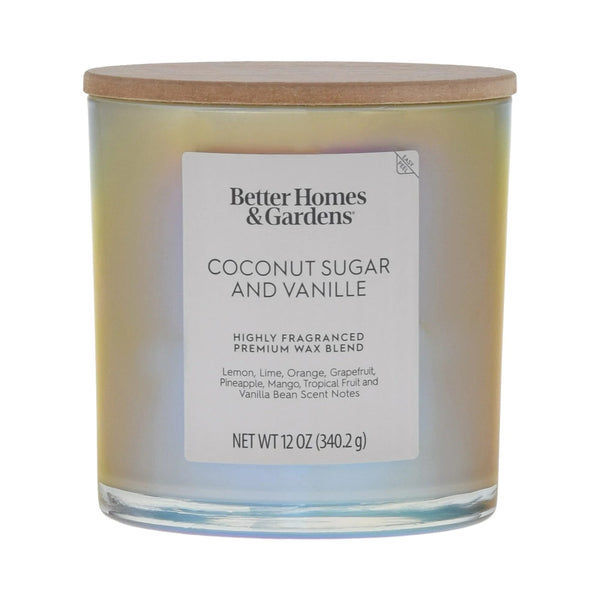 Coconut Sugar & Vanille Scented 2-Wick Iridescent Jar Candle - 1 pack - 12 oz per pack - plus 3 My Outlet Mall Resealable Storage Pouches