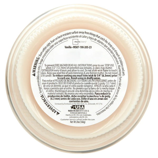 Vanilla Scented Single-Wick Large Glass Jar Candle - 1 pack - 20 oz per pack - plus 3 My Outlet Mall Resealable Storage Pouches