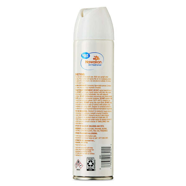 Aerosol Air Freshener, Hawaiian - 1 pack - 8 oz per pack - plus 3 My Outlet Mall Resealable Storage Pouches