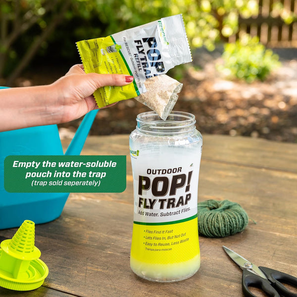 Pop! Fly Trap Bait Refill, Outdoor Use, Water Soluble Powder - 1 pack - plus 3 My Outlet Mall Resealable Storage Pouches