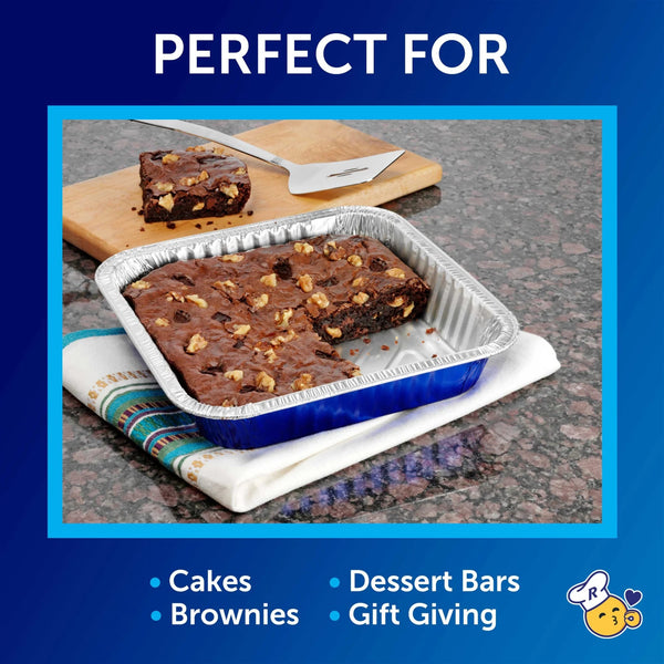 Kitchens Aluminum Pans with Lids, Blue, 8x8 Inch - 1 pack - 3 Count per pack - plus 3 My Outlet Mall Resealable Storage Pouches