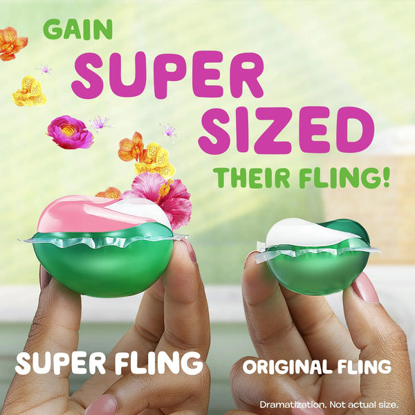 Super-Sized Flings Laundry Detergent Packs, Hibiscus Hula Scent- 2 pack - 18 countper pack - plus 3 My Outlet Mall Resealable Storage Pouches