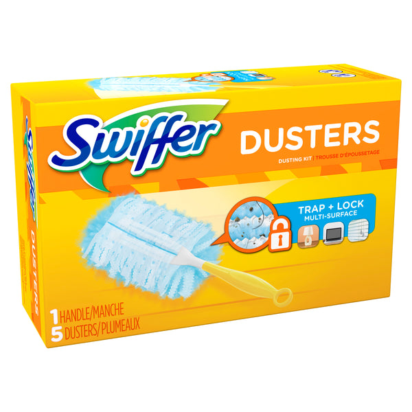Dusters Cleaning Kit, Feather Duster Alternative, Unscented, 1 Handle + 5 Refills - 1 pack - 6 count per pack - plus 3 My Outlet Mall Resealable Storage Pouches