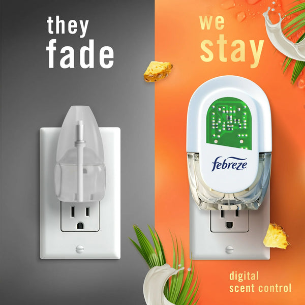Plug In Air Freshener, Odor-Fighting Scented Oil Refill, Tropical Blend Scent - 1 pack - plus 3 My Outlet Mall Resealable Storage Pouches