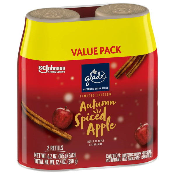 Automatic Spray Refills, Air Freshener, Autumn Spiced Apple, Fragrance Infused with Essential Oils- 1 pack - 2 count per pack - plus 3 My Outlet Mall Resealable Storage Pouches