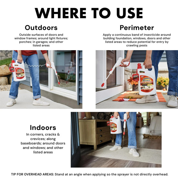 Bug Stop Home Barrier, Ready-To-Use Indoor Plus Outdoor Insect Control - 2 packs - 32 oz per pack - plus 3 My Outlet Mall Resealable Storage Pouches