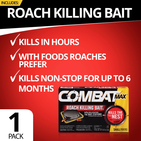 Roach Killing Bait, Small Roach Bait Station -  2 packs - 12 count per pack plus 3 My Outlet Mall Resealable Storage Pouches