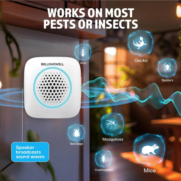 Rogue Ultrasonic Pest Repeller Aid for Home, Mouse Rodent Insect Bug Repellent - 2 packs - 4 Count - plus 3 My Outlet Mall Resealable Storage Pouches