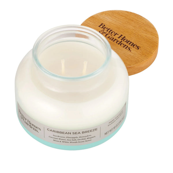Caribbean Sea Breeze Scented 2-Wick Ombre Bell Jar Candle - 1 pack - 18 oz per pack - plus 3 My Outlet Mall Resealable Storage Pouches