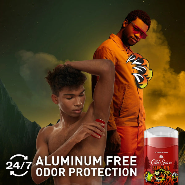 Aluminum Free Men's Deodorant, Invisible Solid Stick, Bearglove, Crisp Orchard Scent - 2 packs - 3 oz per pack - plus 3 My Outlet Mall Resealable Storage Pouches