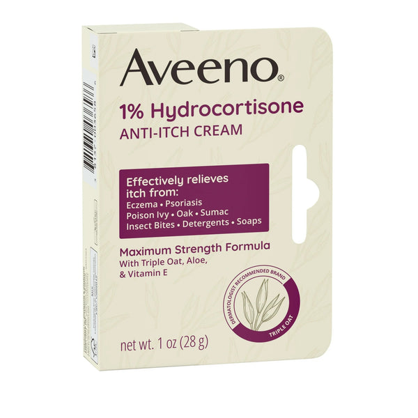 Maximum Strength 1% Hydrocortisone Anti-Itch Cream, Triple Oat - 1 pack - plus 3 My Outlet Mall Resealable Storage Pouches