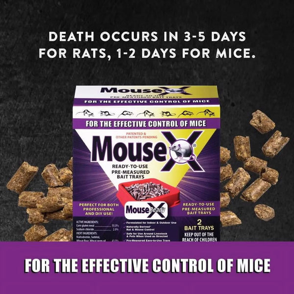 Ready-to-Use Mouse Killer Bait Trays - 2 packs - 2 Count - plus 3 My Outlet Mall Resealable Storage Pouches