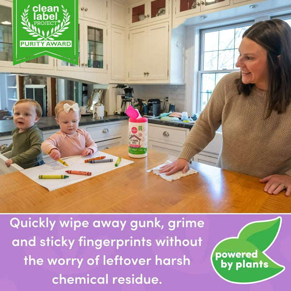Baby All-Purpose Cleaning Wipes, Powered by Plants and Baby Friendly, Lavender - 2 packs - 75 Count - plus 3 My Outlet Mall Resealable Storage Pouches