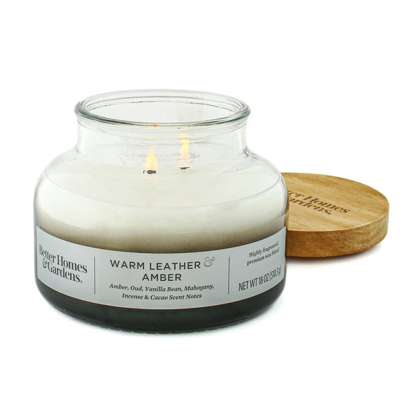 Warm Leather Amber Scented Ombre 2-Wick Bell Jar Candle - 1 pack - 18 oz per pack - plus 3 My Outlet Mall Resealable Storage Pouches