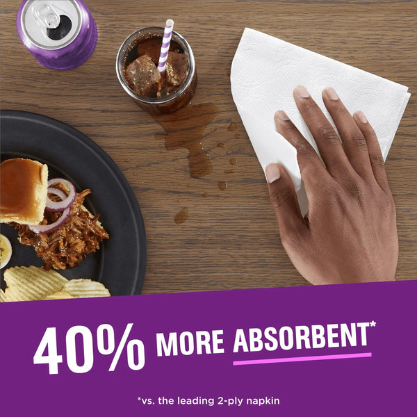 Extra Absorbent Paper Napkins, White, Soft and Strong Disposable Napkins - 2 packs - 80 Count per pack - plus 3 My Outlet Mall Resealable Storage Pouches