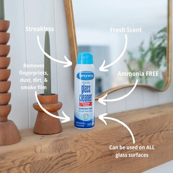 Glass Cleaner, Ammonia-Free, Streak-Free Foaming Action, Twist & Lock Cap - 2 packs - 19 Fl oz per pack - plus 3 My Outlet Mall Resealable Storage Pouches