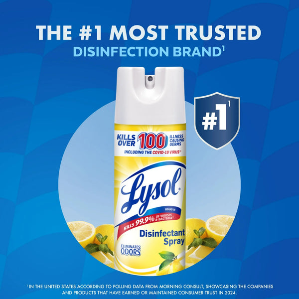 Disinfectant Spray, Sanitizing and Antibacterial Spray, For Disinfecting and Deodorizing, Lemon Breeze - 1 pack - 19 Fl oz per pack - plus 3 My Outlet Mall Resealable Storage Pouches