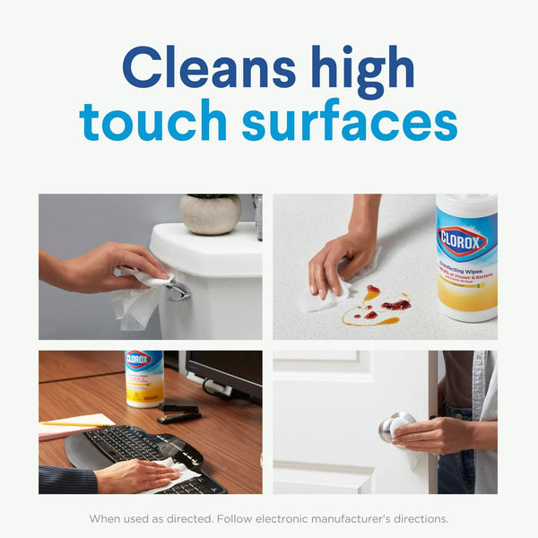Bleach-Free Disinfecting and Cleaning Wipes, Fresh Scent - 2 packs - 75 count per pack - plus 3 My Outlet Mall Resealable Storage Pouches