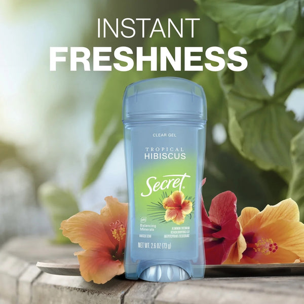 Clear Gel Tropical Hibiscus, Antiperspirant Deodorant for Women - 2 packs - 2.6 oz per pack - plus 3 My Outlet Mall Resealable Storage Pouches