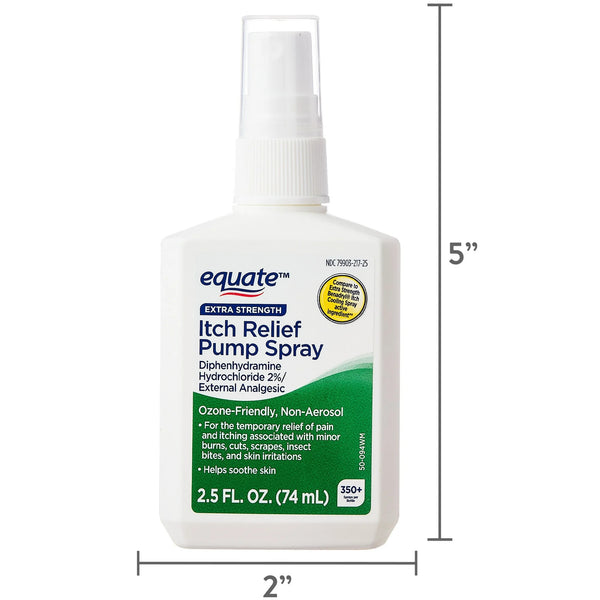 Extra Strength Anti-Itch Pump Spray for Skin Irritation - 1 pack - 2.5 oz per pack - plus 3 My Outlet Mall Resealable Storage Pouches