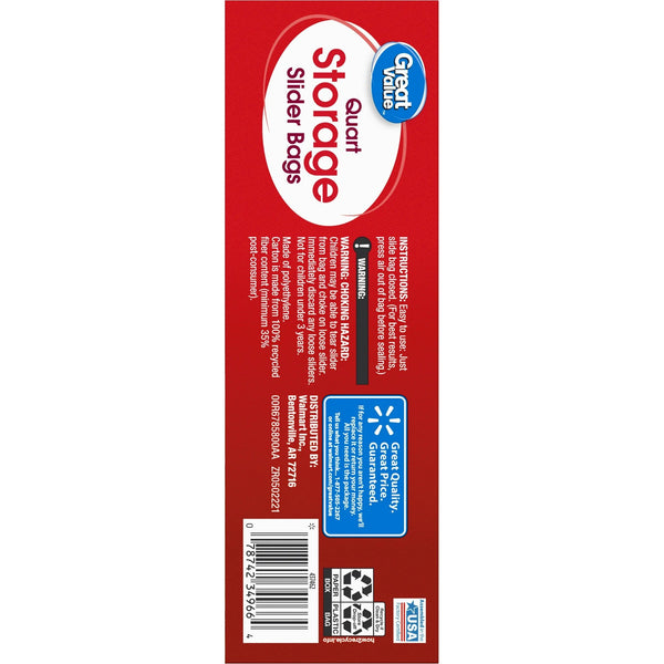 Fresh Seal Slider Zipper Bags, Quart Storage  - 1 pack -  50 Count per pack - plus 3 My Outlet Mall Resealable Storage Pouches