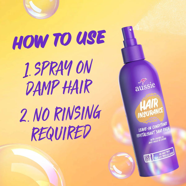 Hair Insurance, Leave-in Conditioner for All Hair Types - 1 pack - 8Fl oz per pack - plus 3 My Outlet Mall Resealable Storage Pouches