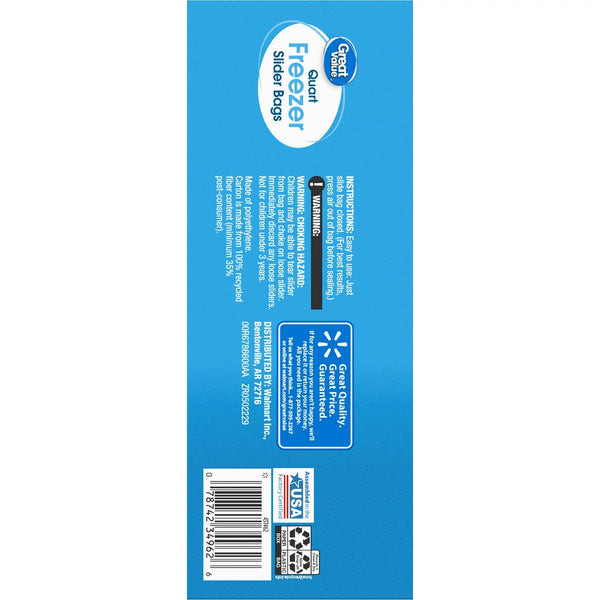 Freezer Guard Slider Zipper Bags, Quart Freezer - 1 pack -  75 Count per pack - plus 3 My Outlet Mall Resealable Storage Pouches