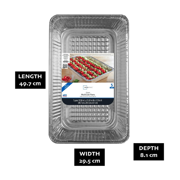 Disposable Aluminum Full Size Steam Table Pans, 5 Count 19.56" x 11.63" x 3.19" - 2 packs - 5 Count per pack - plus 3 My Outlet Mall Resealable Storage Pouches