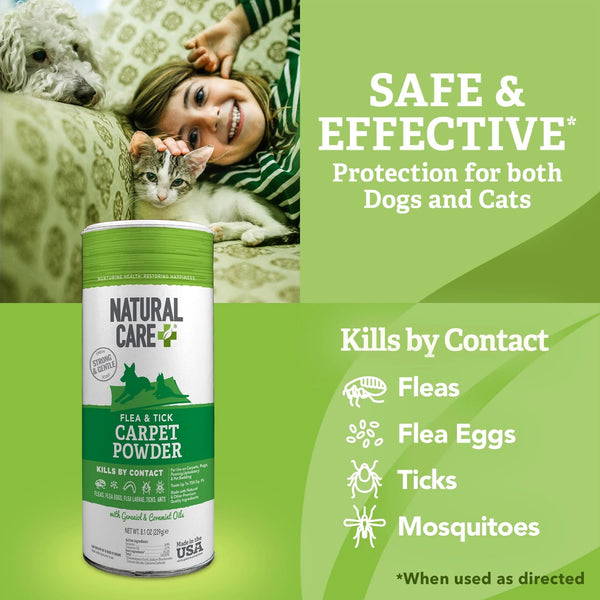 Flea and Tick Carpet Powder Canister - 1 pack - 8.1 oz per pack - plus 3 My Outlet Mall Resealable Storage Pouches