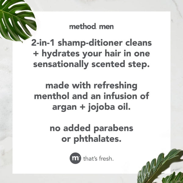 Men 2-in-1 Shampoo and Conditioner, Glacier + Granite - 1 pack - 14Fl oz per pack - plus 3 My Outlet Mall Resealable Storage Pouches