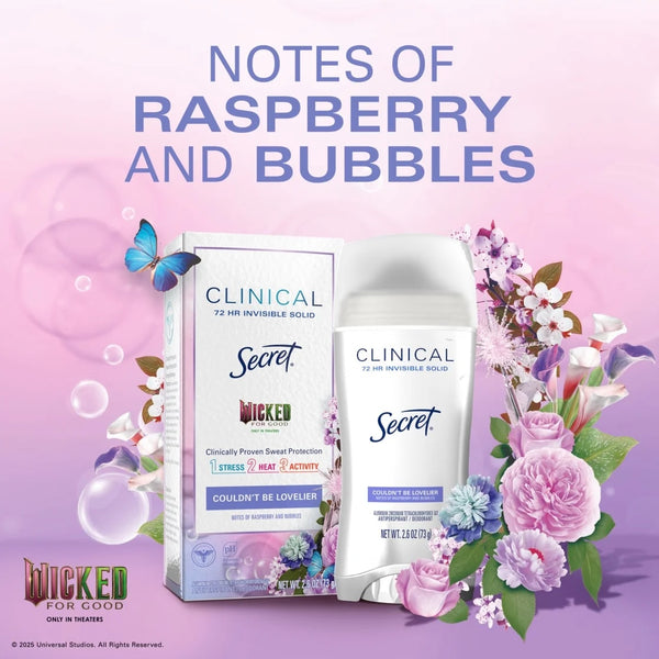 Clinical Invisible Solid Antiperspirant & Deodorant for Women, Couldn't be Lovelier, Notes of Raspberry and Bubbles - 1 pack - 2.6 oz per pack - plus 3 My Outlet Mall Resealable Storage Pouches