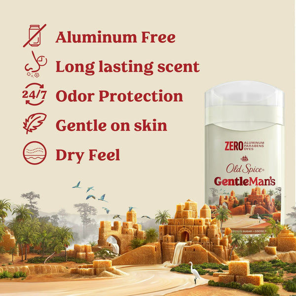 Gentleman's Collection Deodorant Stick for Men, Brown Sugar & Cocoa Butter - 1 pack - 3 oz per pack - plus 3 My Outlet Mall Resealable Storage Pouches