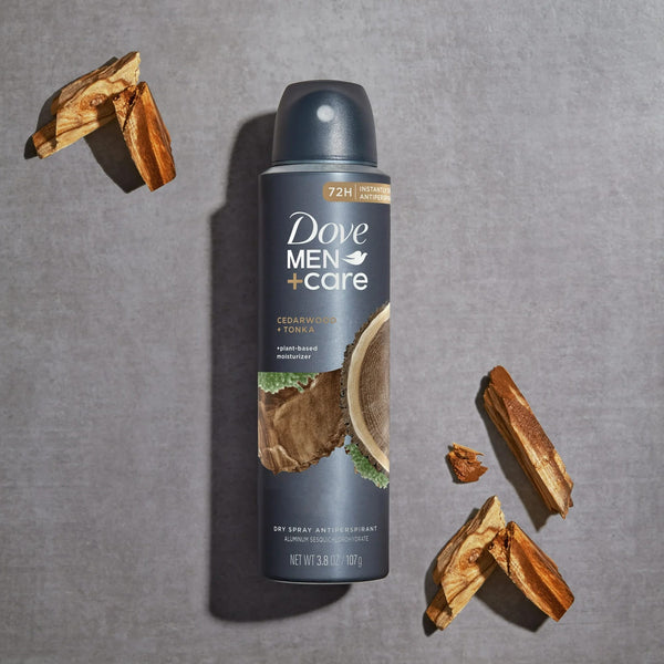 Men+Care Dry Spray Antiperspirant Deodorant for Men Cedarwood + Tonka - 1 pack - 3.8 oz per pack - plus 3 My Outlet Mall Resealable Storage Pouches