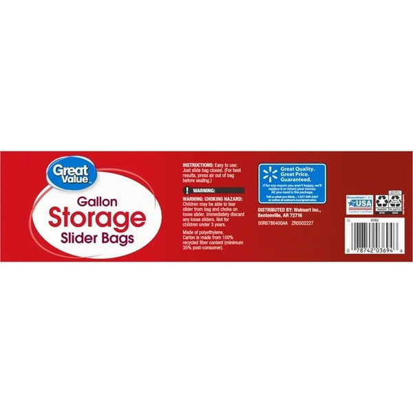 Fresh Seal Slider Zipper Bags, Gallon Storage - 2 packs - 60 Count per pack - plus 3 My Outlet Mall Resealable Storage Pouches