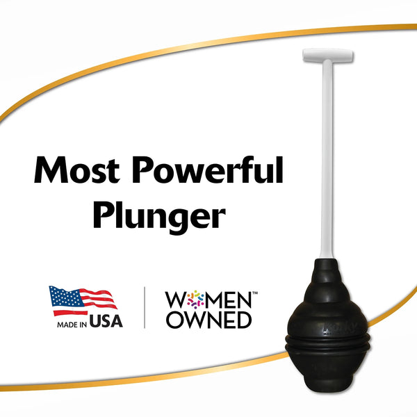 Beehive Max Heavy Duty Toilet Plunger Seals All Bowl Shapes, Powerful Clog Removal - 1 pack - plus 3 My Outlet Mall Resealable Storage Pouches