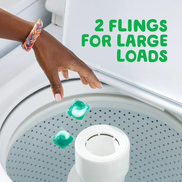 Flings Laundry Detergent Pacs with Odor Defense, Super Fresh Blast Scent - 1 pack - 31 Count - plus 3 My Outlet Mall Resealable Storage Pouches