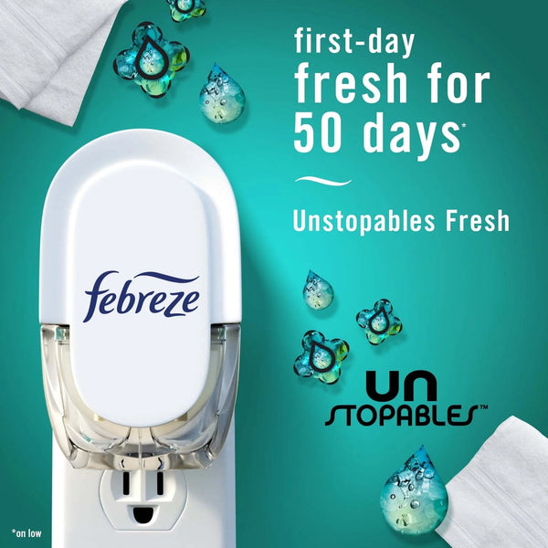 Unstopables Plug Refill Odor-Fighting Air Freshener Fresh Scent, 2 Refills - 1 pack - plus 3 My Outlet Mall Resealable Storage Pouches
