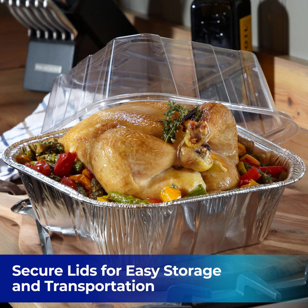Roaster Pans with Lids, Up to 10 Pound Capacity - 3 packs - 2 Count per pack - plus 3 My Outlet Mall Resealable Storage Pouches