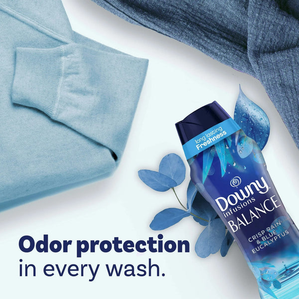 Infusions Balance In-Wash Laundry Scent Booster Beads, Crisp Rain & Blue Eucalyptus - 2 packs - 12.2 oz per pack plus 3 My Outlet Mall Resealable Storage Pouches