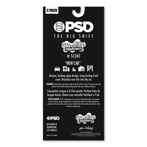 Hanging Air Freshener Sponge Bob Square Pants Driver's License with New Car Scent - 2 packs - 3 count per pack - plus 3 My Outlet Mall Resealable Storage Pouches